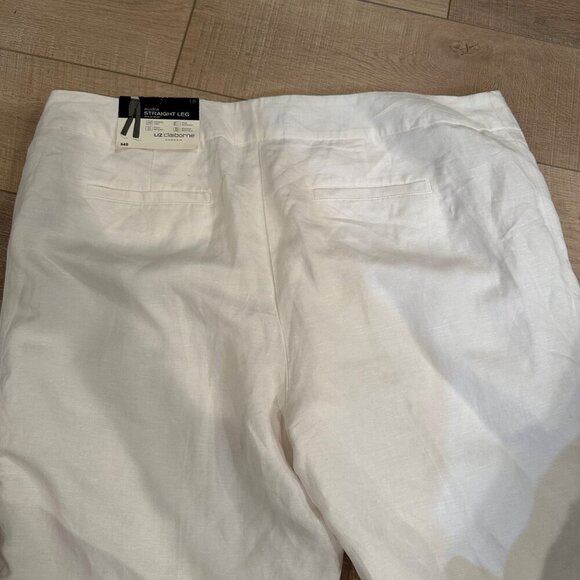 Liz Claiborne Womens White Straight Leg Linen Blend Career Pants Size 18 new - Picture 9 of 10